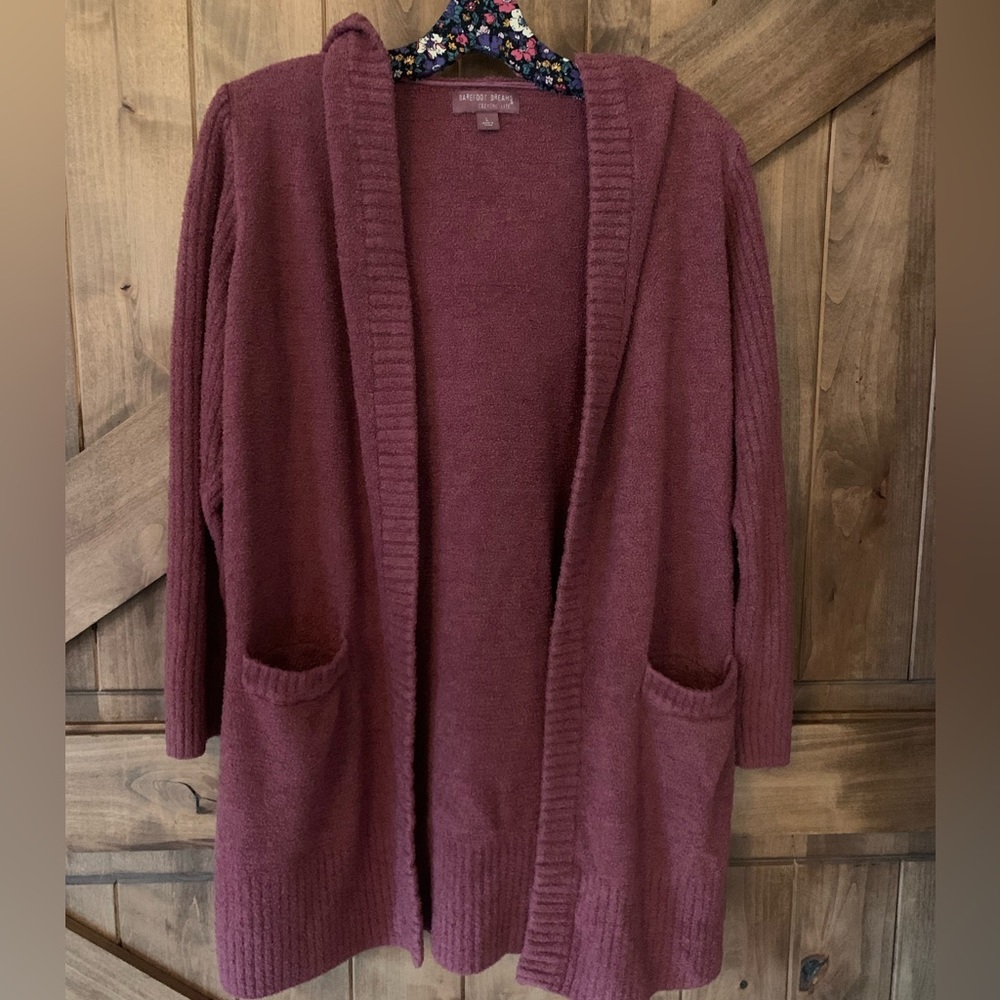 Barefoot Dreams Cozy Lite Hooded Cardigan Sweater. Size L.